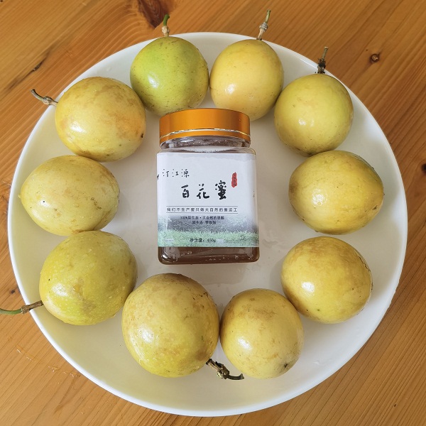 桃八园 生态百香果4斤+桃八园百花蜜1瓶（450g）